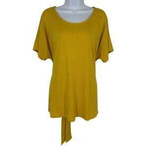 Worthington Gold Ribbed Knit Scoop Neck Tie Back Top Women's Size XL